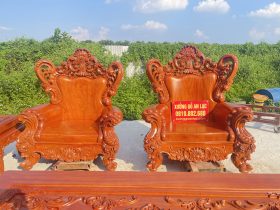 Bộ bàn ghế hoàng gia nguyên khối 10 món gỗ hương đá cao cấp 24 Ghế đơn louis hoàng gia tân cổ điển