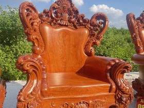 Bộ bàn ghế hoàng gia nguyên khối 10 món gỗ hương đá cao cấp 25 ghế louis hoàng gia tân cổ điển