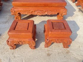 Bộ bàn ghế hoàng gia nguyên khối 10 món gỗ hương đá cao cấp 28 đôn ngồi gỗ hương đá