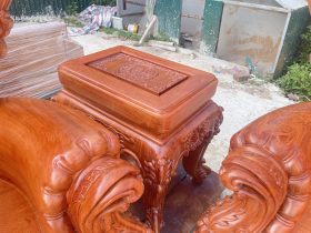 Bộ bàn ghế hoàng gia nguyên khối 10 món gỗ hương đá cao cấp 29 đôn kẹp gỗ hương đá