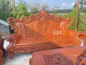 Bộ bàn ghế hoàng gia nguyên khối 10 món gỗ hương đá cao cấp 18 đoản dài louis hoàng gia