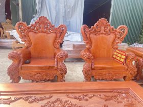Bộ bàn ghế hoàng gia nguyên khối 10 món gỗ hương đá cao cấp 23 Ghế đơn louis hoàng gia