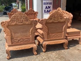 Bản mộc thô bộ louis hoàng gia gỗ hương 8 món chân 12 hàng vip 24 Mặt lưng của ghế đơn