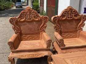 Bản mộc thô bộ louis hoàng gia gỗ hương 8 món chân 12 hàng vip 17 Hai chiếc ghế đơn louis hoàng gia