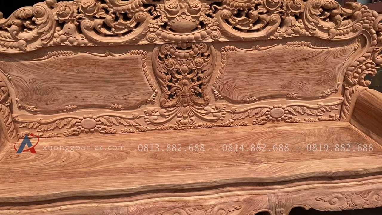 Bản mộc thô bộ louis hoàng gia gỗ hương 8 món chân 12 hàng vip 36 vách tựa lưng thiết kế đục tỉa cầu kỳ