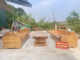bộ sofa nguyên khối gỗ gõ đỏ 5 món