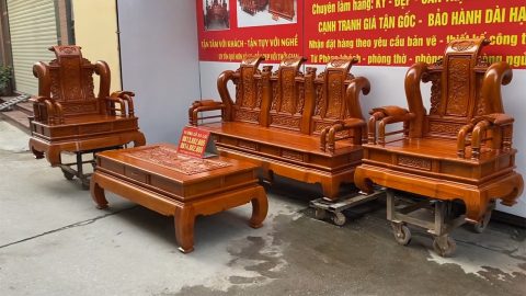 bộ bàn ghế tần thủy hoàng cột 12 hàng kỹ