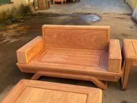 Cận cảnh bản mộc thô 2 bộ sofa chân chéo và chân đùi gà gỗ hương đá cao cấp 39 ghế đôi gỗ hương đá