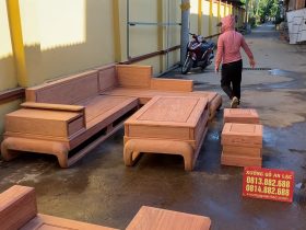 Cận cảnh bản mộc thô 2 bộ sofa chân chéo và chân đùi gà gỗ hương đá cao cấp 23 sofa chữ L gỗ hương đá
