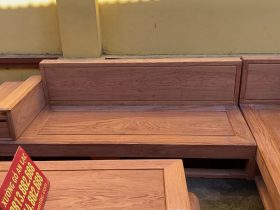 Cận cảnh bản mộc thô 2 bộ sofa chân chéo và chân đùi gà gỗ hương đá cao cấp 24 ghế băng dài rộng rãi