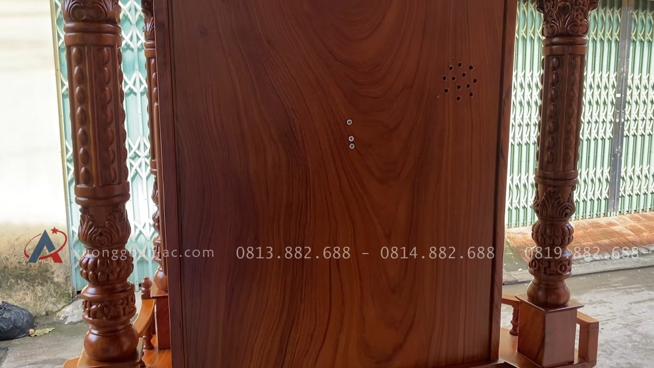 Combo bàn phấn hoa hồng và đồng hồ tứ trụ vát gỗ hương đá cao cấp 46 mặt sau thùng máy