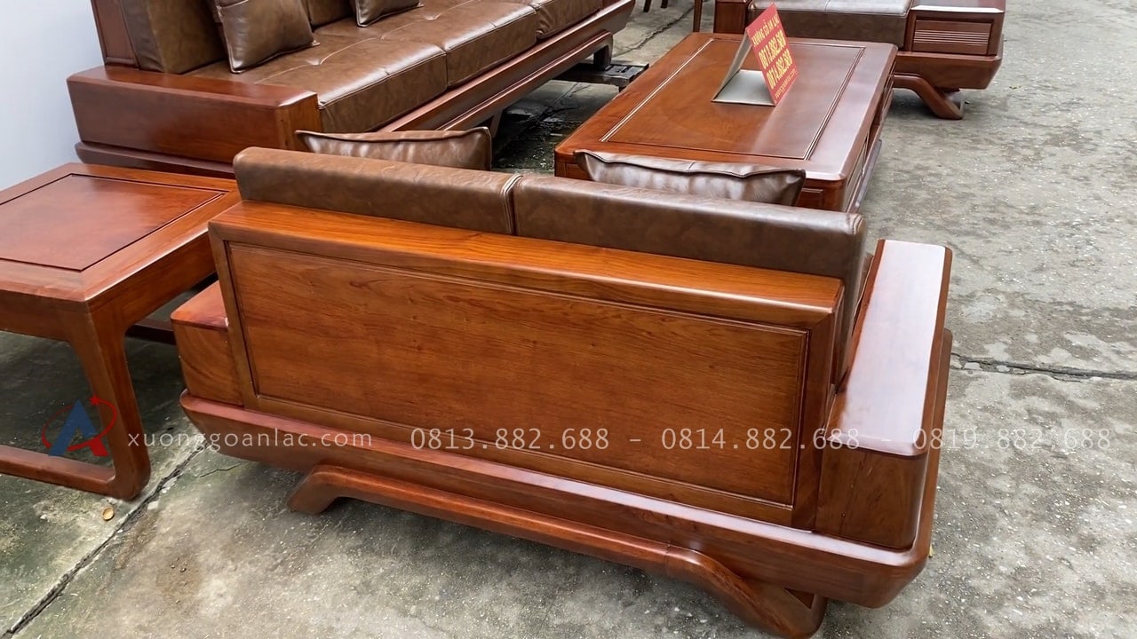 Combo sofa chân vát chéo kèm bộ đệm da Italia cao cấp và bộ bàn ghế ăn sồi hiện đại (Anh Dũng, Đà Nẵng) 51 mặt lưng của ghế ngồi