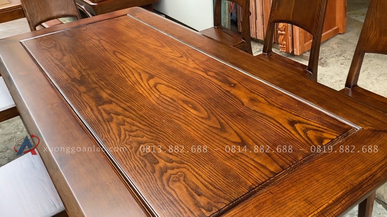 Combo sofa chân vát chéo kèm bộ đệm da Italia cao cấp và bộ bàn ghế ăn sồi hiện đại (Anh Dũng, Đà Nẵng) 58 bàn ăn gỗ sồi dạng chữ nhật