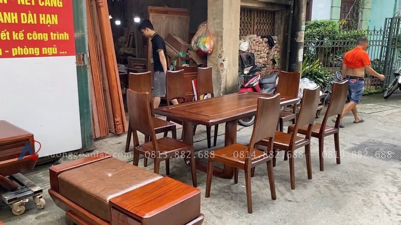 Combo sofa chân vát chéo kèm bộ đệm da Italia cao cấp và bộ bàn ghế ăn sồi hiện đại (Anh Dũng, Đà Nẵng) 60 Mẫu ghế ăn hiện đại