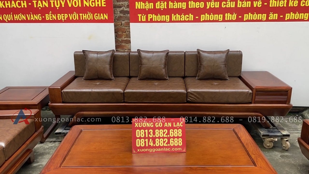 Combo sofa chân vát chéo kèm bộ đệm da Italia cao cấp và bộ bàn ghế ăn sồi hiện đại (Anh Dũng, Đà Nẵng) 44 mẫu ghế băng dài bề thế