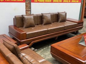 Combo sofa chân vát chéo kèm bộ đệm da Italia cao cấp và bộ bàn ghế ăn sồi hiện đại (Anh Dũng, Đà Nẵng) 24 mẫu ghế băng có tab ngăn kéo