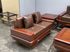 Combo sofa chân vát chéo kèm bộ đệm da Italia cao cấp và bộ bàn ghế ăn sồi hiện đại (Anh Dũng, Đà Nẵng) 26 Mẫu ghế đôi gỗ sồi