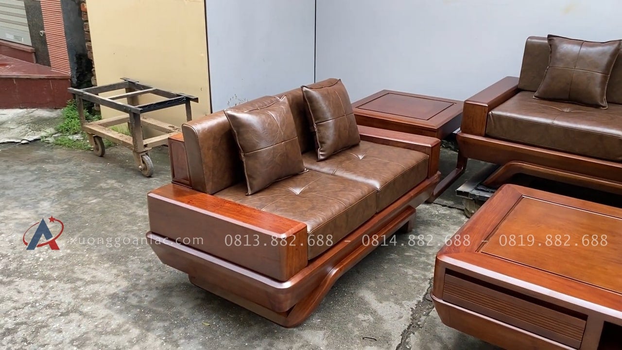 Combo sofa chân vát chéo kèm bộ đệm da Italia cao cấp và bộ bàn ghế ăn sồi hiện đại (Anh Dũng, Đà Nẵng) 47 Mẫu ghế đôi gỗ sồi