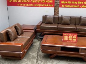 Combo sofa chân vát chéo kèm bộ đệm da Italia cao cấp và bộ bàn ghế ăn sồi hiện đại (Anh Dũng, Đà Nẵng) 27 ghế đôi gỗ đóng hộp