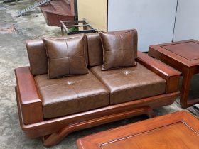 Combo sofa chân vát chéo kèm bộ đệm da Italia cao cấp và bộ bàn ghế ăn sồi hiện đại (Anh Dũng, Đà Nẵng) 28 ghế ngồi kèm đệm da cao cấp