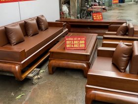 combo sofa chân đùi gà và kệ tivi gỗ hương đá