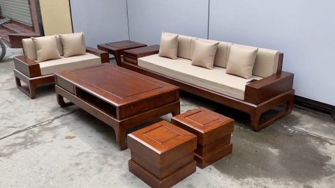 combo sofa gỗ hương đá kèm đệm và án gian thờ