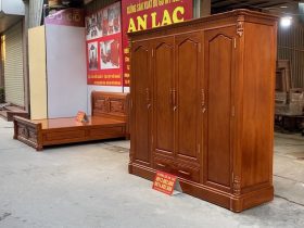 Nội thất phòng ngủ 16 combo tủ quần áo và giường ngủ gỗ gõ đỏ