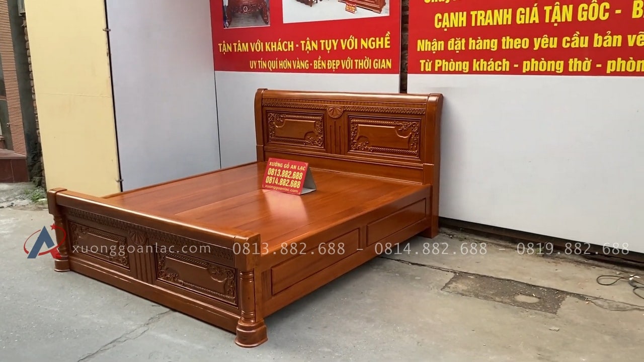 Combo tủ áo và giường ngủ gỗ gõ đỏ hàng đặt dày dặn 45 giường ngủ chữ x gỗ gõ đỏ