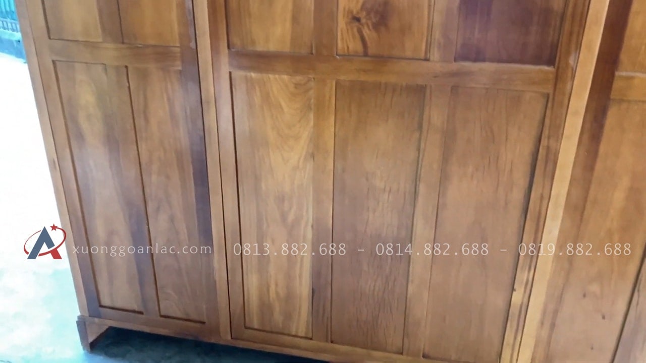Combo tủ áo và giường ngủ gỗ gõ đỏ hàng đặt dày dặn 65 hậu tủ tạo khung ván liền chắc chắn