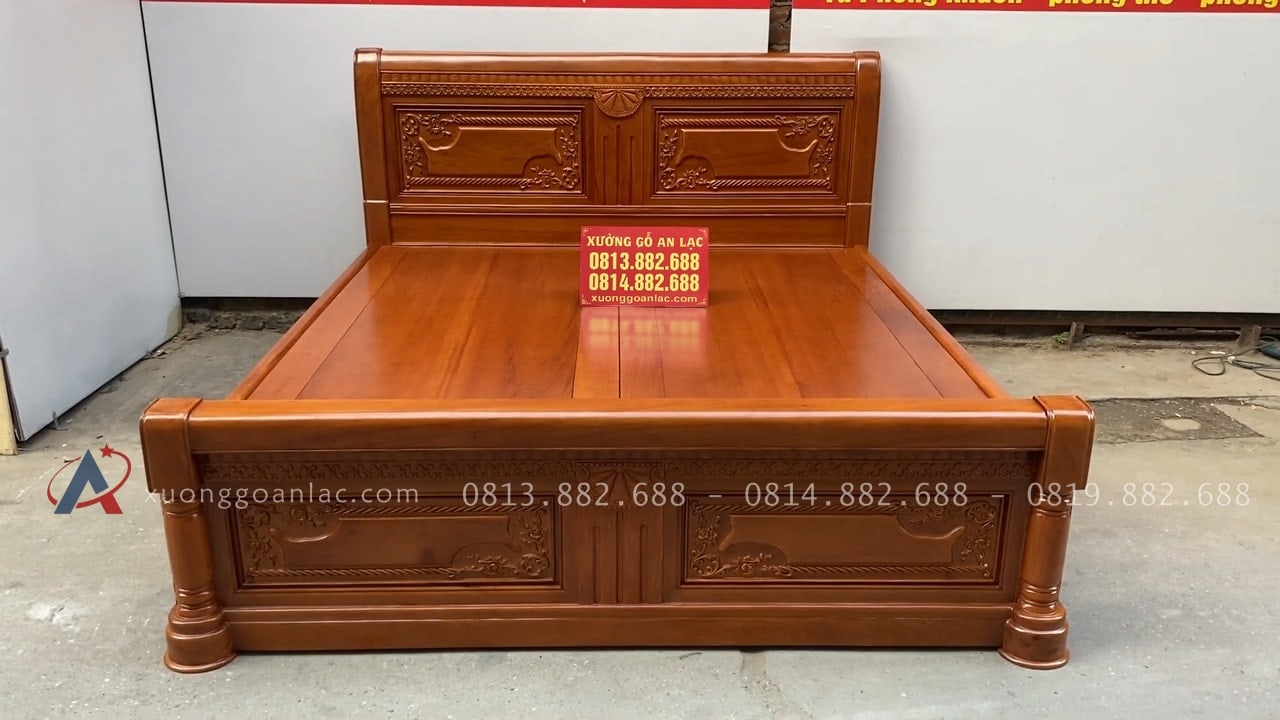 Combo tủ áo và giường ngủ gỗ gõ đỏ hàng đặt dày dặn 46 giường ngủ gỗ gõ đỏ