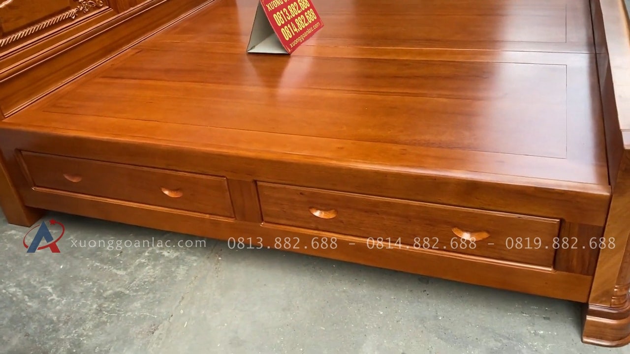 Combo tủ áo và giường ngủ gỗ gõ đỏ hàng đặt dày dặn 49 Thiết kế dát phản tấm