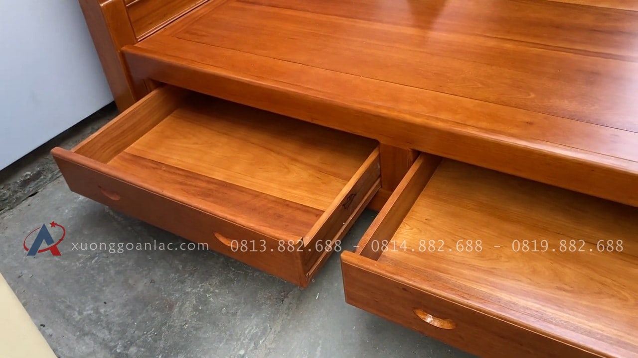 Combo tủ áo và giường ngủ gỗ gõ đỏ hàng đặt dày dặn 51 ngăn kéo rộng rãi chất liệu gỗ gõ