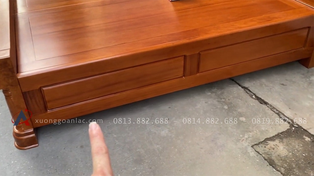 Combo tủ áo và giường ngủ gỗ gõ đỏ hàng đặt dày dặn 52 vai giường tạo khung dày dặn