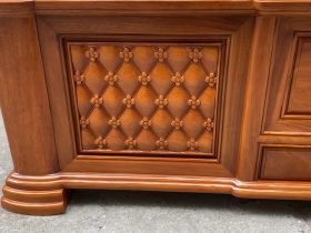 Giường hồng chim vách trám gỗ gõ đỏ 22 ô hai bên đục trám mai