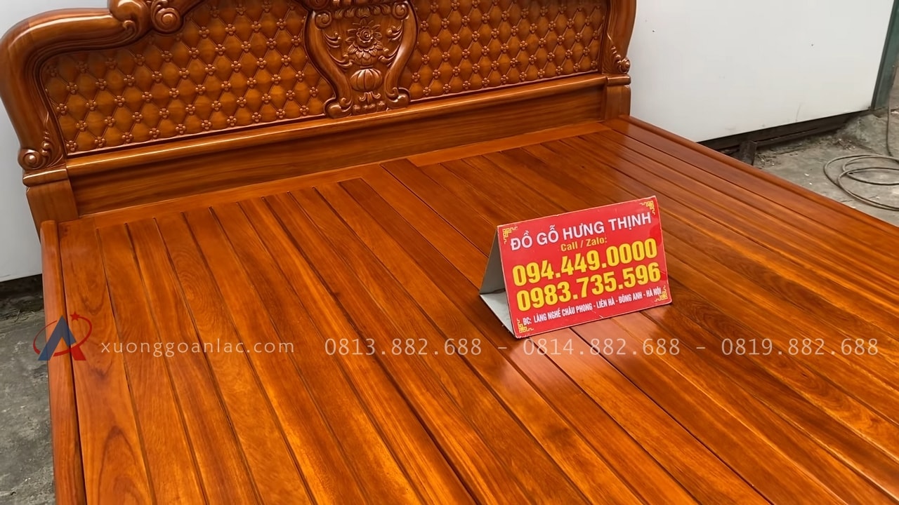 Giường hồng chim vách trám gỗ gõ đỏ 31 giường ngủ dát nan ghép thanh