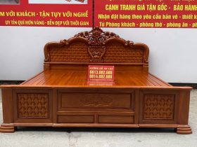 Giường hồng chim vách trám gỗ gõ đỏ 19 đầu thấp thiết kế nhẹ nhàng sang trọng