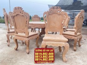 Bộ bàn ăn tròn 10 ghế louis gỗ gõ đỏ cao cấp hàng mộc (Anh Long, Nghệ An) 11 bộ bàn ăn10 ghế
