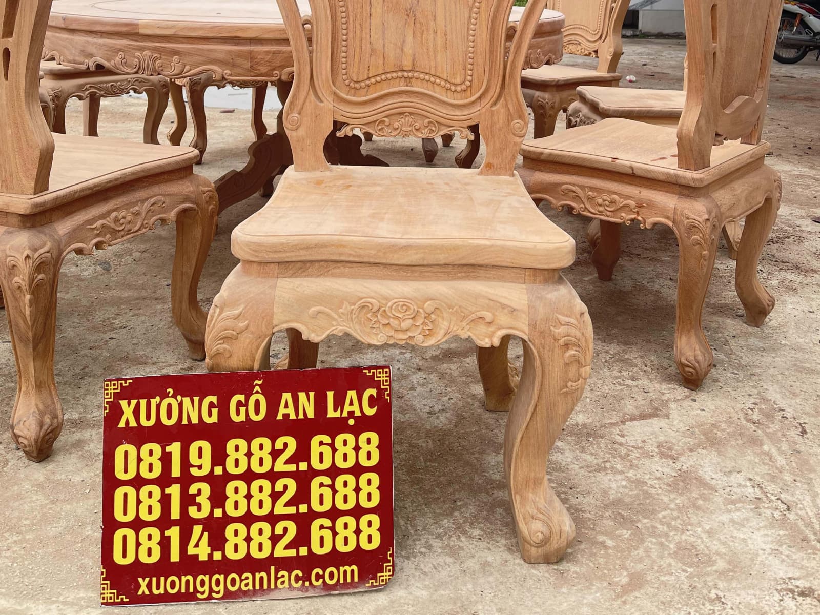 Bộ bàn ăn tròn 10 ghế louis gỗ gõ đỏ cao cấp hàng mộc (Anh Long, Nghệ An) 22 mẫu bàn ăn louis hoàng gia tân cổ điển