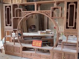 Kệ tivi kết hợp trang trí hệ tủ zíc zắc gỗ hương hàng đặt của anh Bình - Cẩm Giàng, Hải Dương 9 Mẫu kệ tivi tích hợp kệ trang trí
