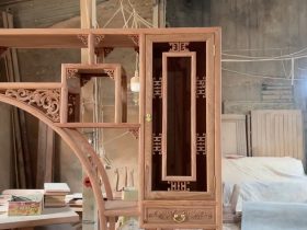 Kệ tivi kết hợp trang trí hệ tủ zíc zắc gỗ hương hàng đặt của anh Bình - Cẩm Giàng, Hải Dương 10 thiết kế tủ cánh mở góc kệ