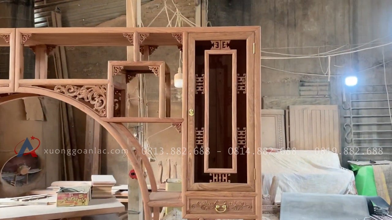 Kệ tivi kết hợp trang trí hệ tủ zíc zắc gỗ hương hàng đặt của anh Bình - Cẩm Giàng, Hải Dương 18 thiết kế tủ cánh mở góc kệ