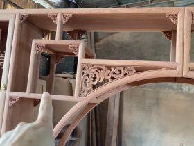 Kệ tivi kết hợp trang trí hệ tủ zíc zắc gỗ hương hàng đặt của anh Bình - Cẩm Giàng, Hải Dương 11 ô đợt trang trí gỗ hương đá