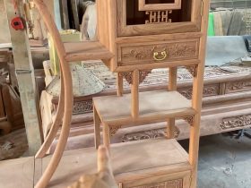 Kệ tivi kết hợp trang trí hệ tủ zíc zắc gỗ hương hàng đặt của anh Bình - Cẩm Giàng, Hải Dương 12 ô đợt zíc zắc của kệ