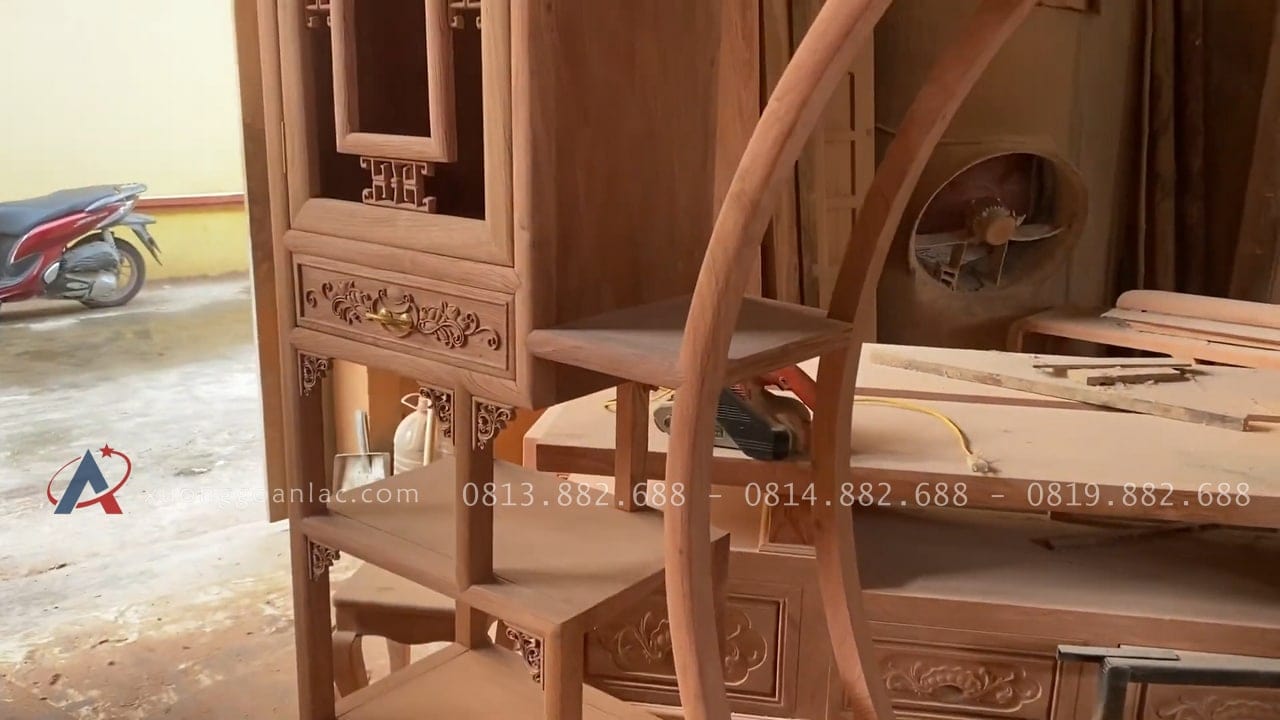 Kệ tivi kết hợp trang trí hệ tủ zíc zắc gỗ hương hàng đặt của anh Bình - Cẩm Giàng, Hải Dương 21 Khung vòm cong tròn mượt mà