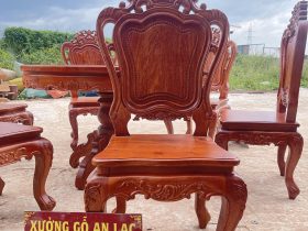 Bộ bàn ăn tròn 6 ghế louis gỗ hương đá cao cấp (Chị Linh, Hải Dương) 9 ghế louis hoàng gia không tay