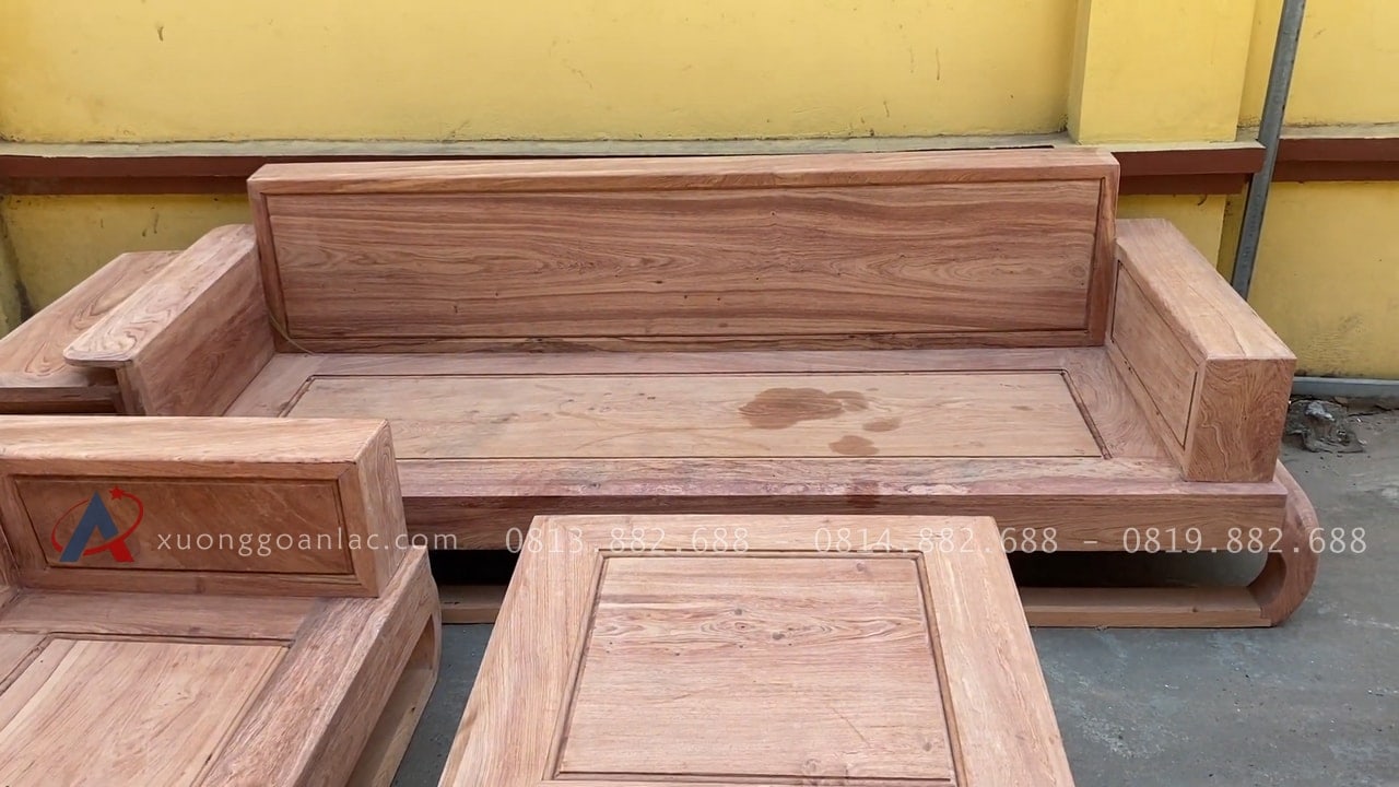 Hình ảnh chân thực bản mộc thô 2 bộ sofa đùi gà gỗ hương đá 52 đoản dài chân đùi gà