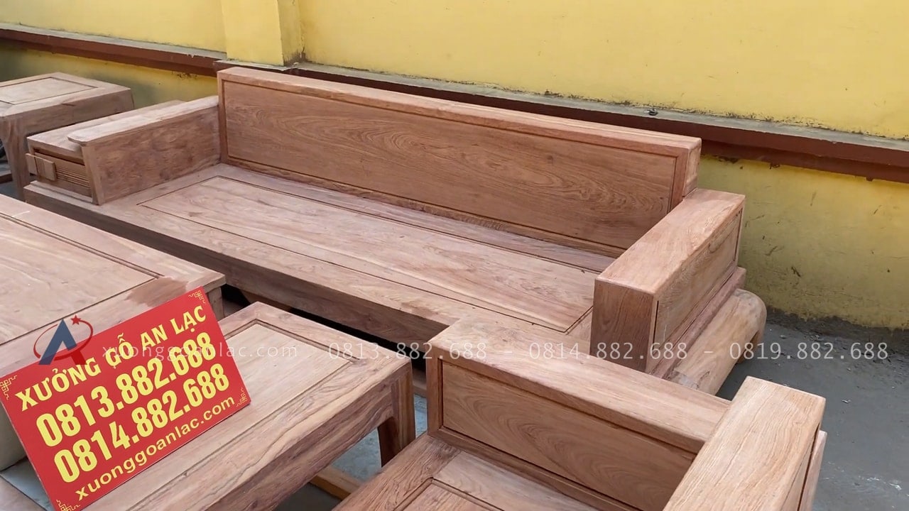 Hình ảnh chân thực bản mộc thô 2 bộ sofa đùi gà gỗ hương đá 53 mẫu đôản dài gỗ hương đá hiện đại