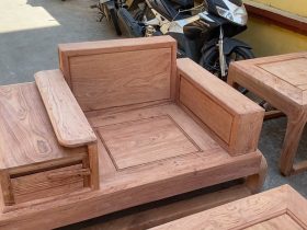 Hình ảnh chân thực bản mộc thô 2 bộ sofa đùi gà gỗ hương đá 33 ghế đơn chân đùi gà