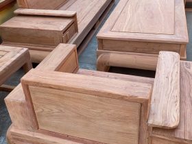 Hình ảnh chân thực bản mộc thô 2 bộ sofa đùi gà gỗ hương đá 34 mặt lưng của mẫu ghế đơn đùi gà