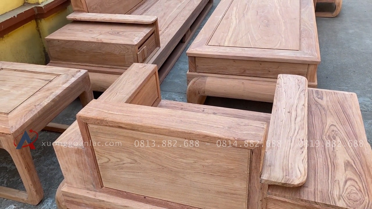 Hình ảnh chân thực bản mộc thô 2 bộ sofa đùi gà gỗ hương đá 55 mặt lưng của mẫu ghế đơn đùi gà